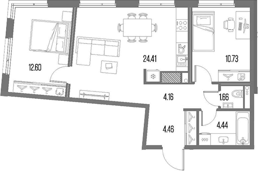 2-комнатная квартира 62.48 м², 3/10 эт., ЖК «LEGENDA Васильевского»